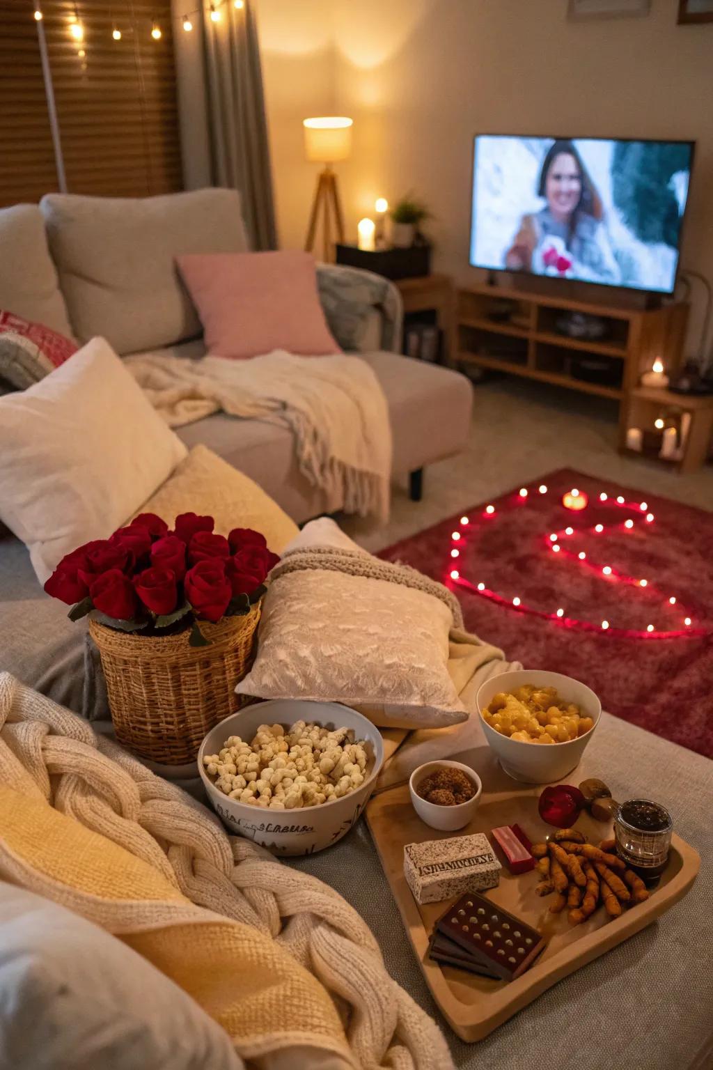 Enjoy a cozy evening with rom-com classics.