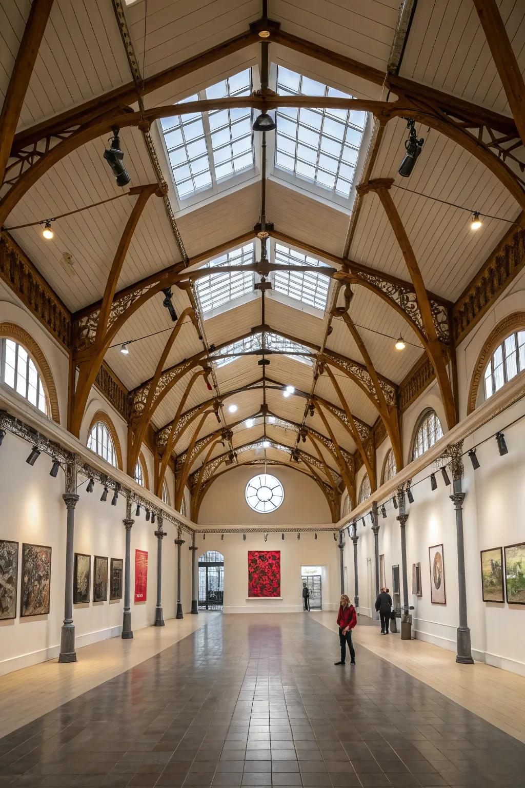 Striking feature with generous beams on a vaulted ceiling.