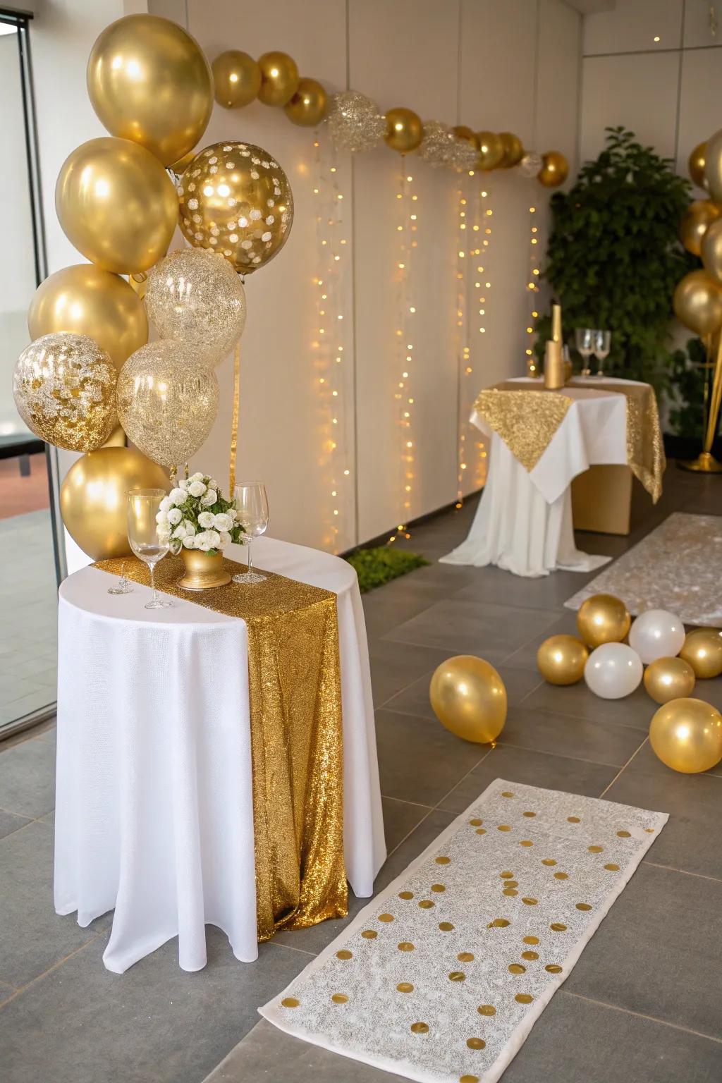 Gold accents bring luxury to your Vegas-themed party.