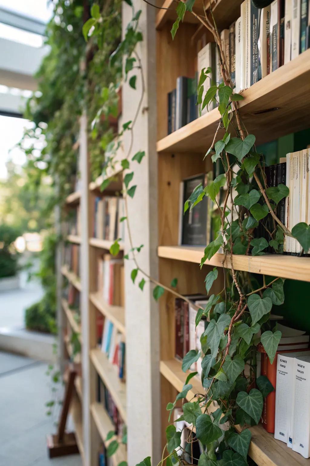 Turn your bookcase into a focal point with verdure.