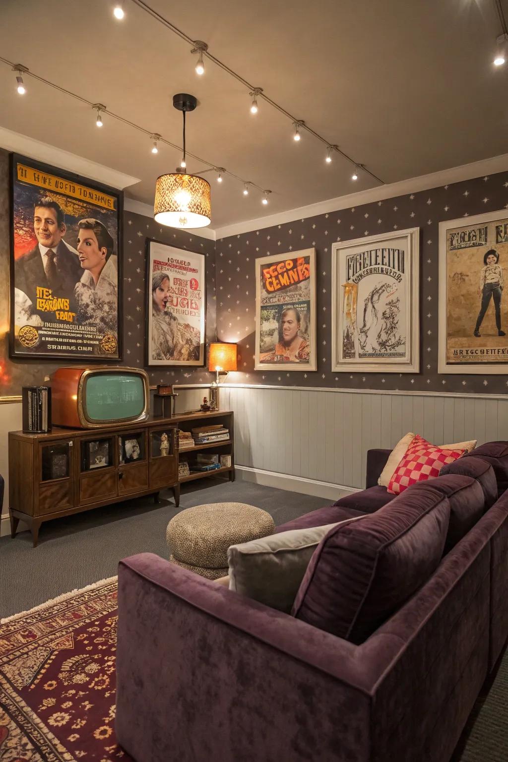 Classic motion picture billboards inject an artistic flair into the media chamber.