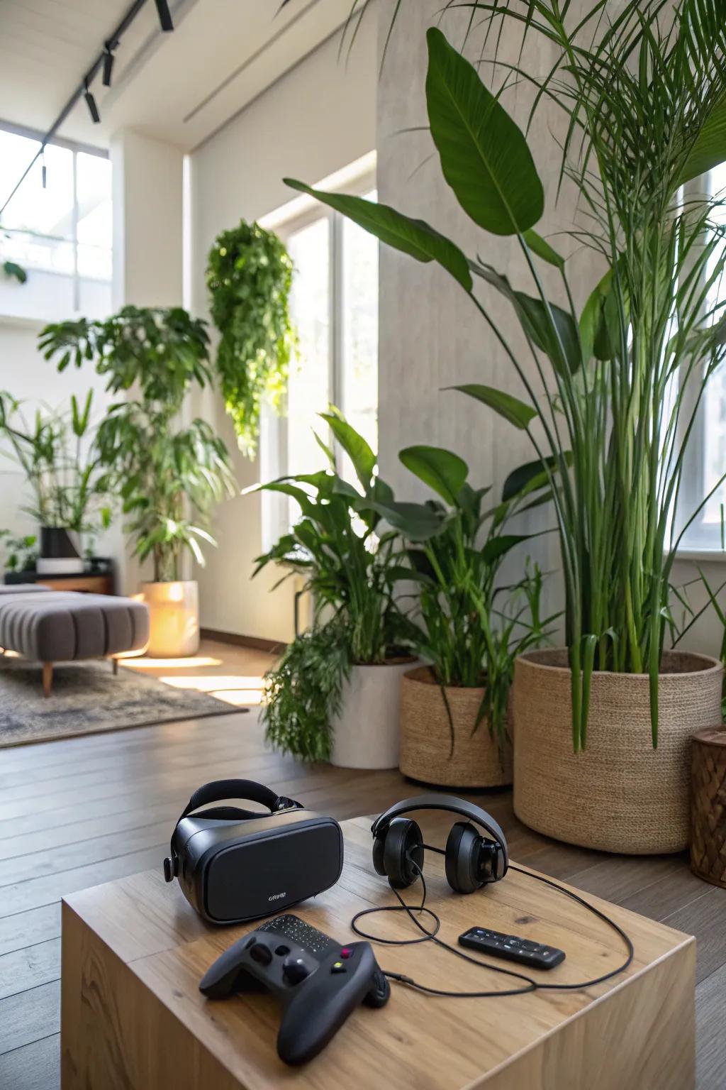 Balance technology with nature by adding greenery.