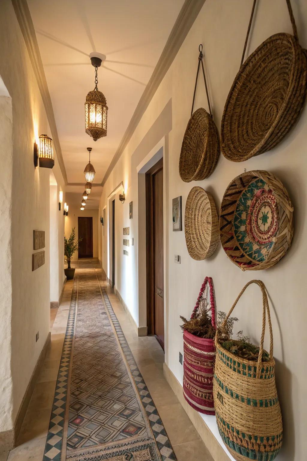 Add charm to hallways with ornamental vessel displays.