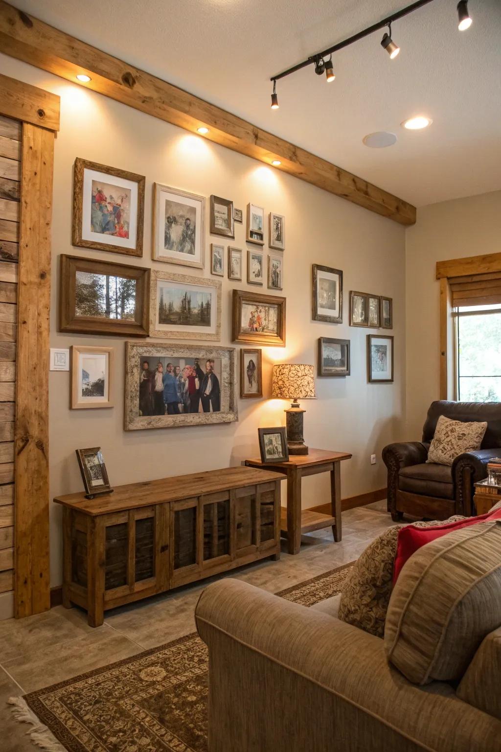 Country wood frames adding warmth to a hall of fame.