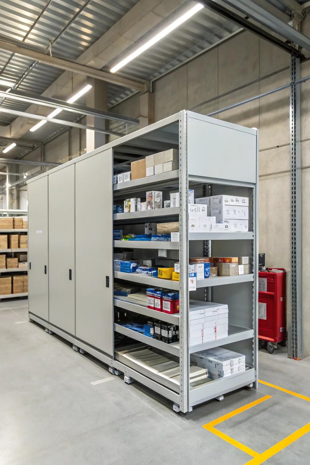 Sliding shelves allow access in small spaces.