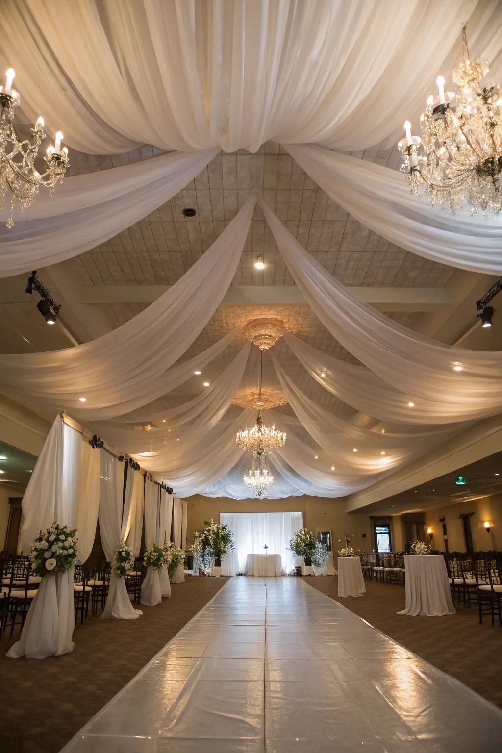 Change your area's ceiling using plentiful clouds of drapery.