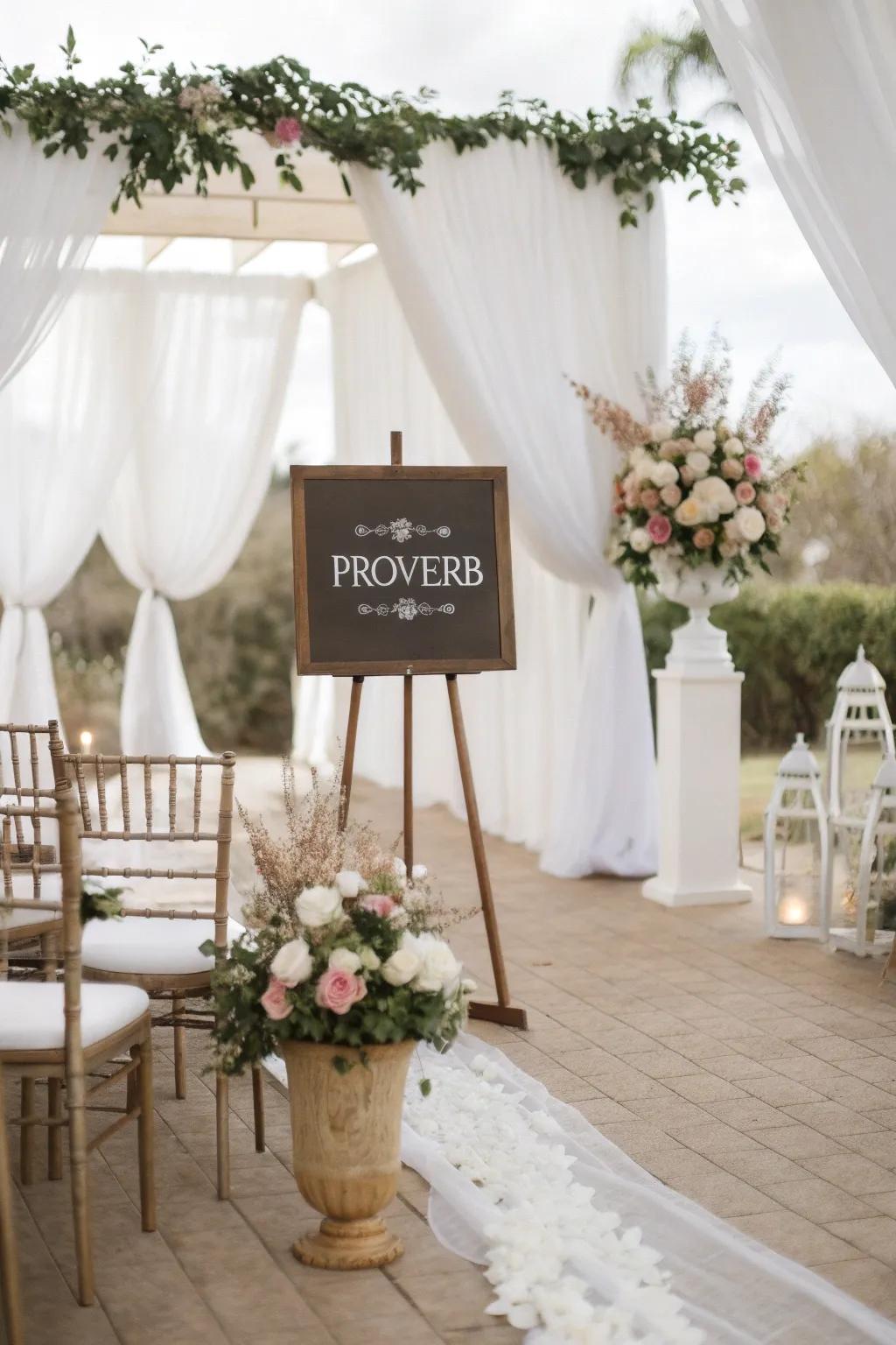 Timeless proverbs symbolize fresh starts at weddings.
