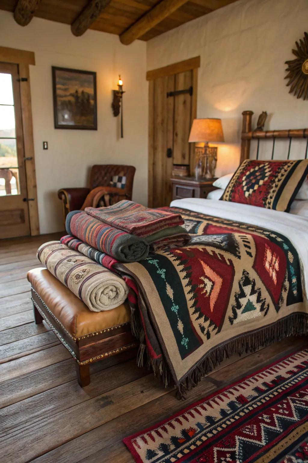 Saddle throws layer texture and color into your western sanctuary.