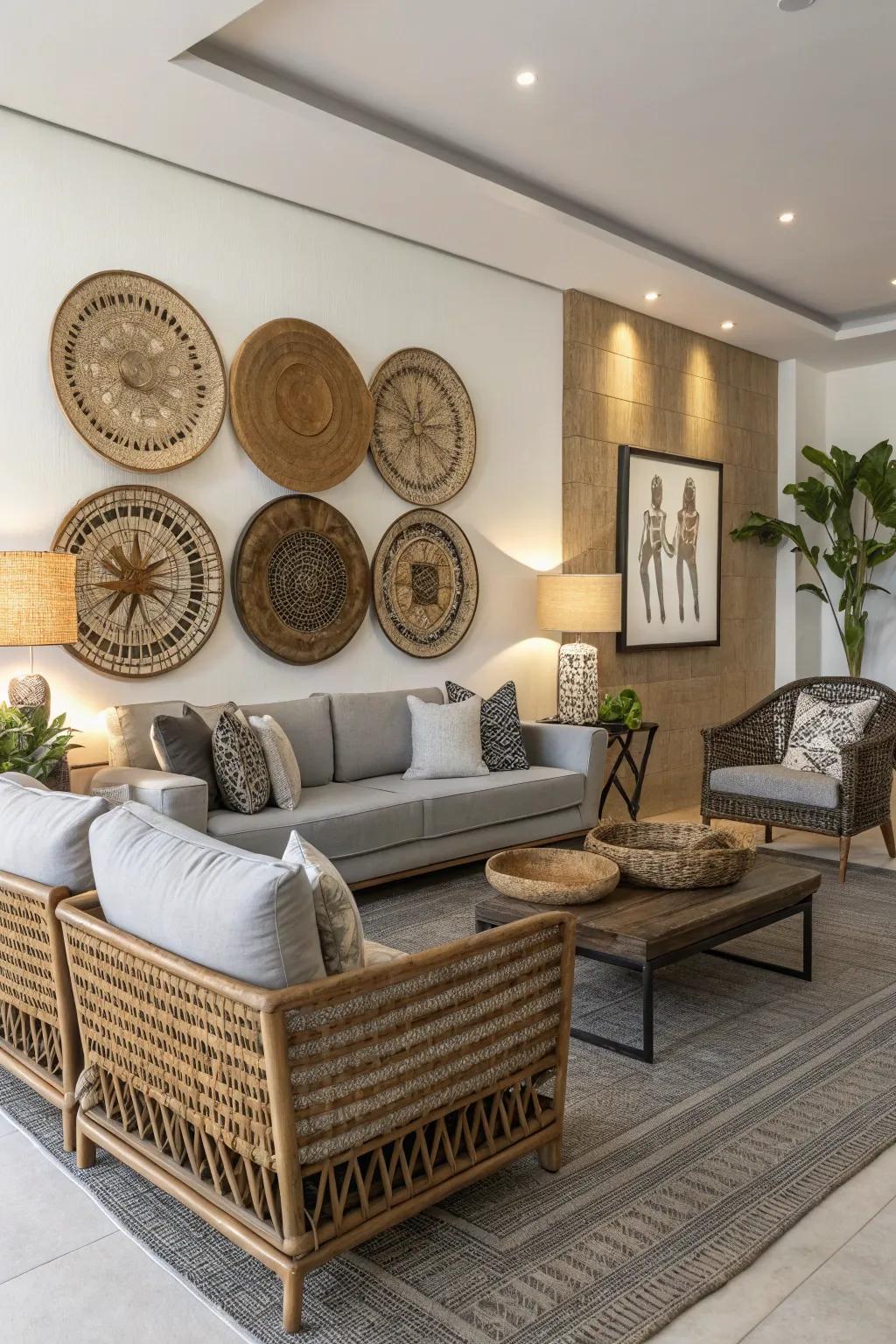 Blend traditional wicker with modern elements.