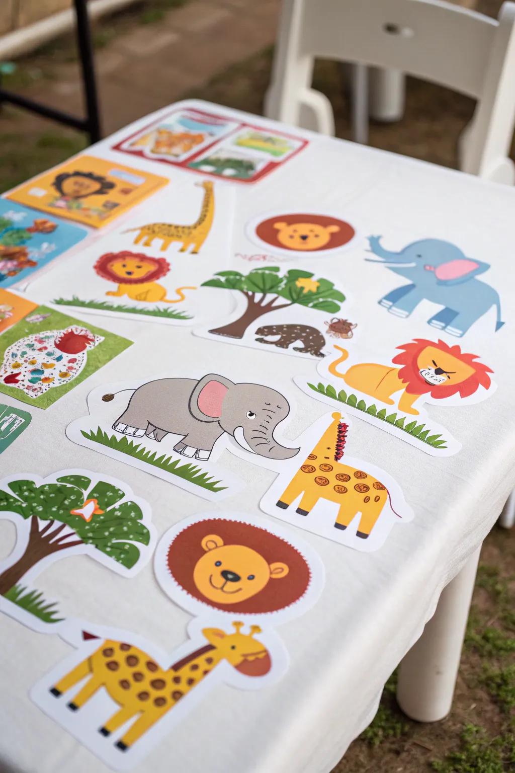 Stickers with a safari theme give any celebration a playful element.