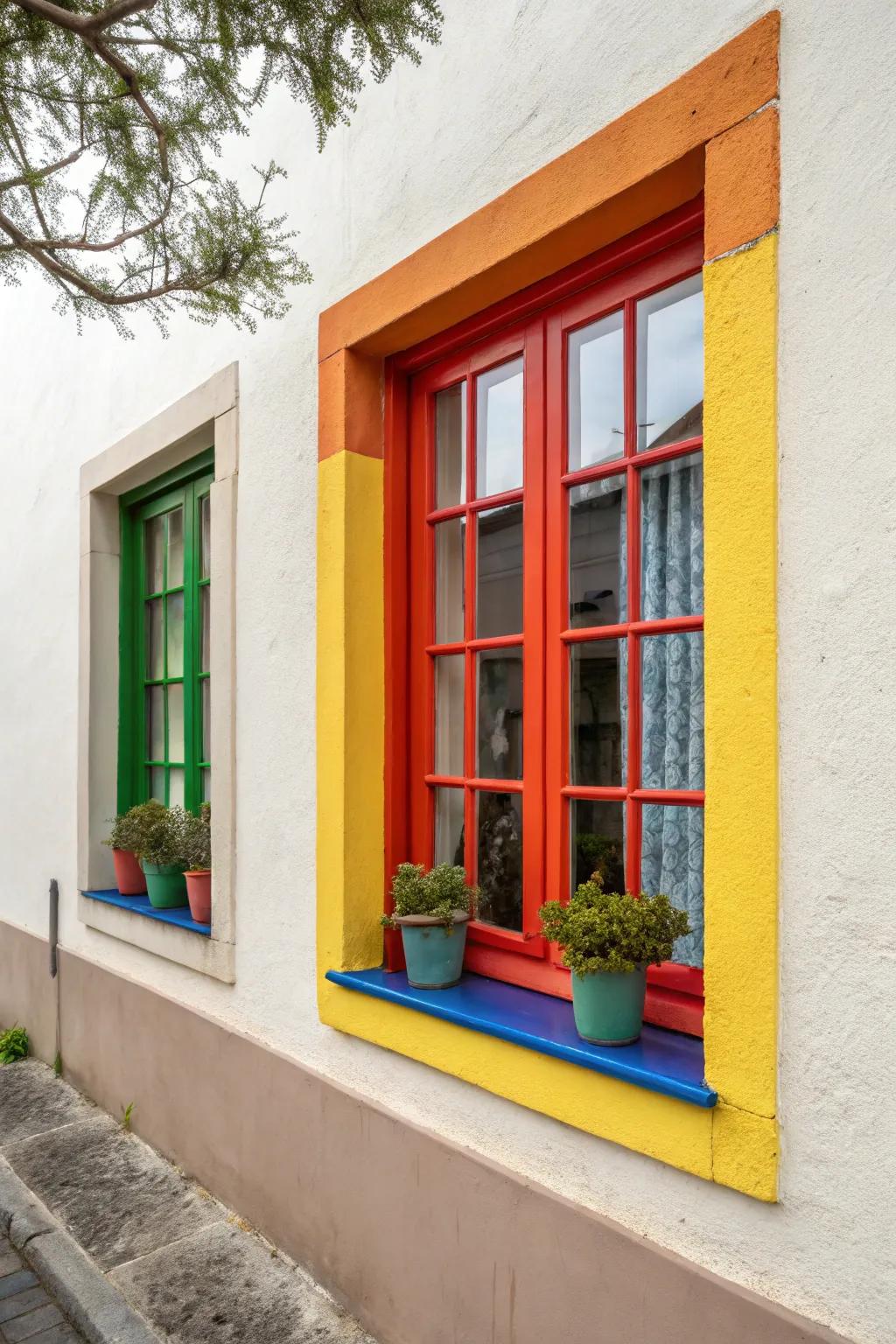 Coated window frames append a splash of color and personality.