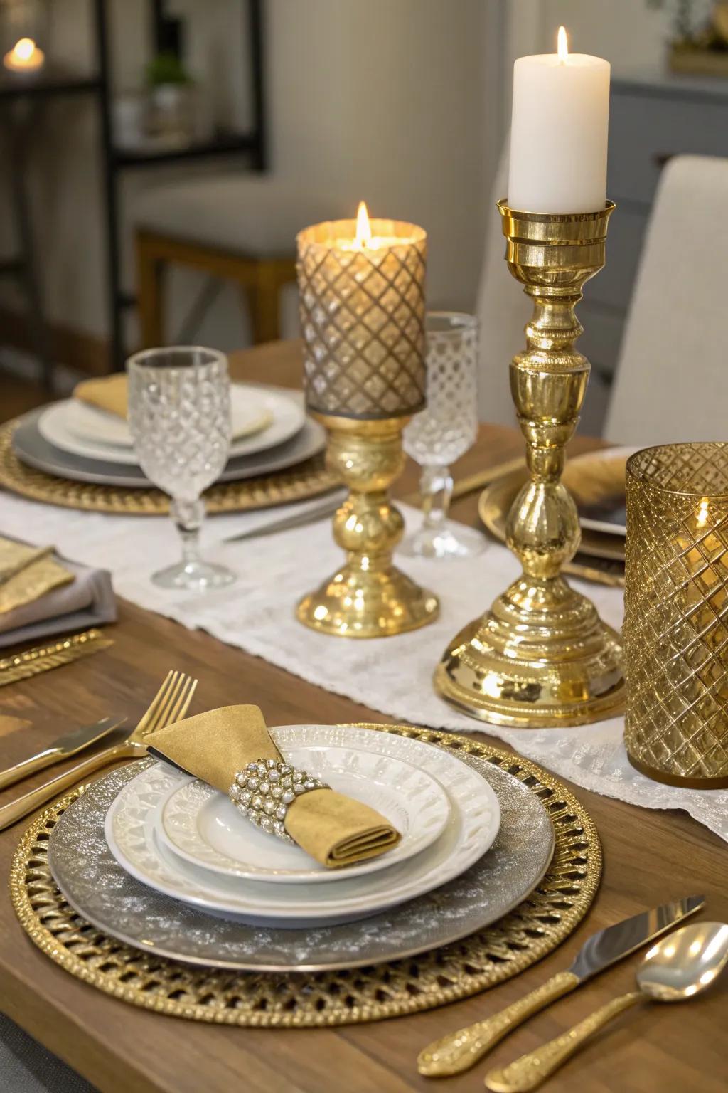 Metallic accents bring a hint of luxury to any setting.