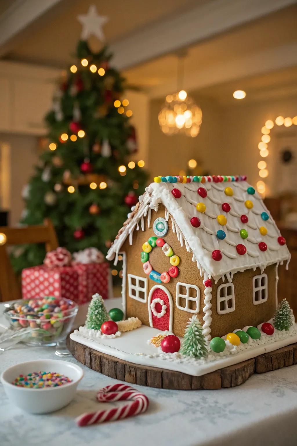 A spice cake dwelling evolves into a celebratory and edible focal point.