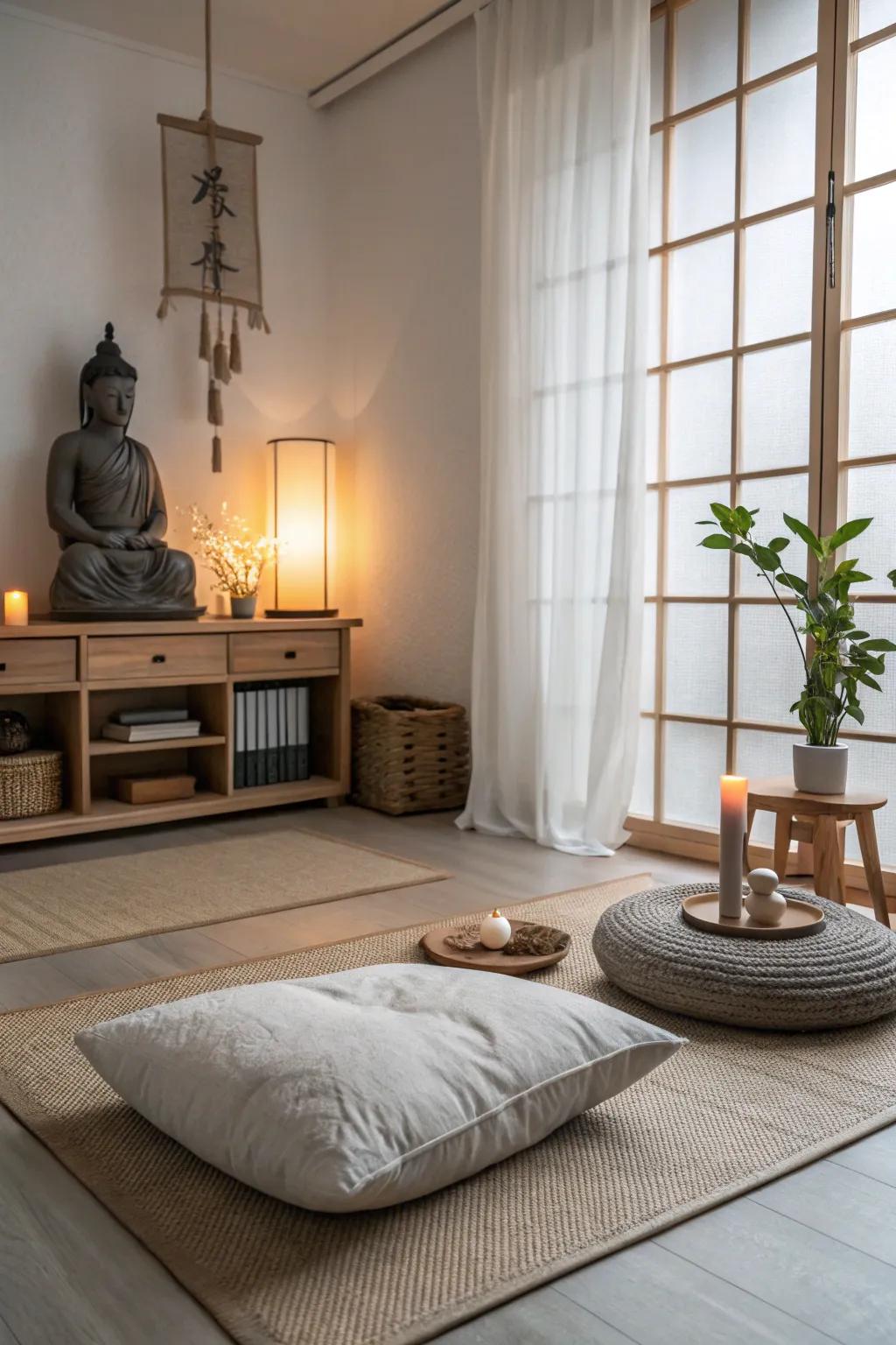 A reflection nook provides a serene retreat.