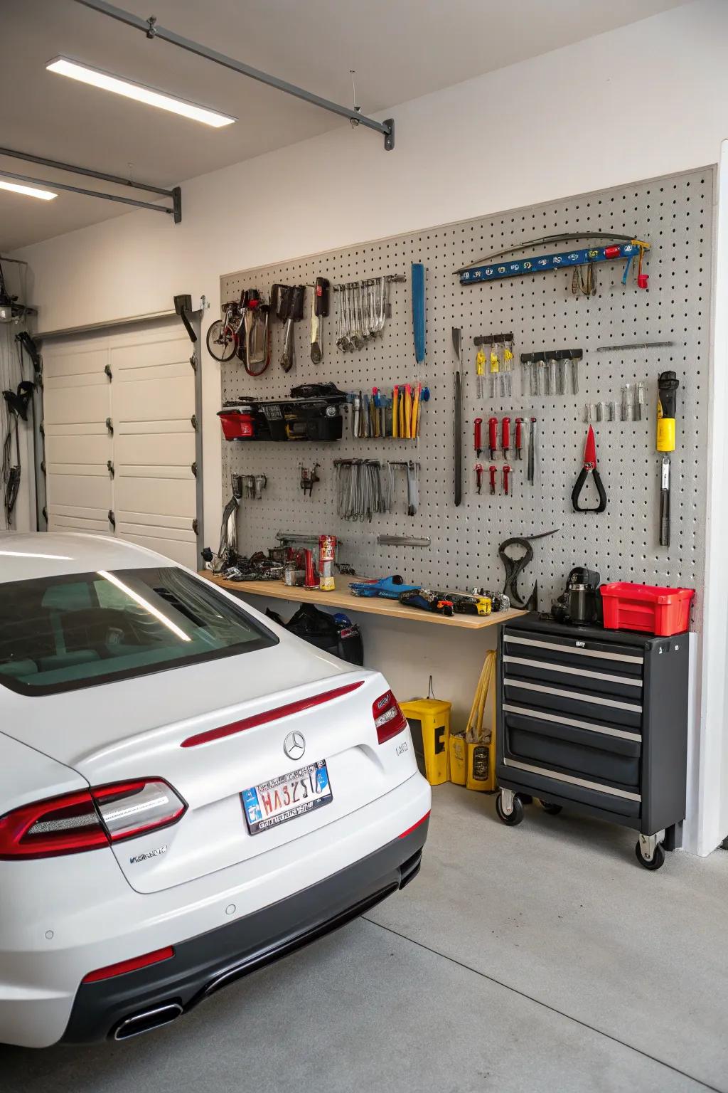 Keep your tools organized and easily adaptable with a versatile pegboard.