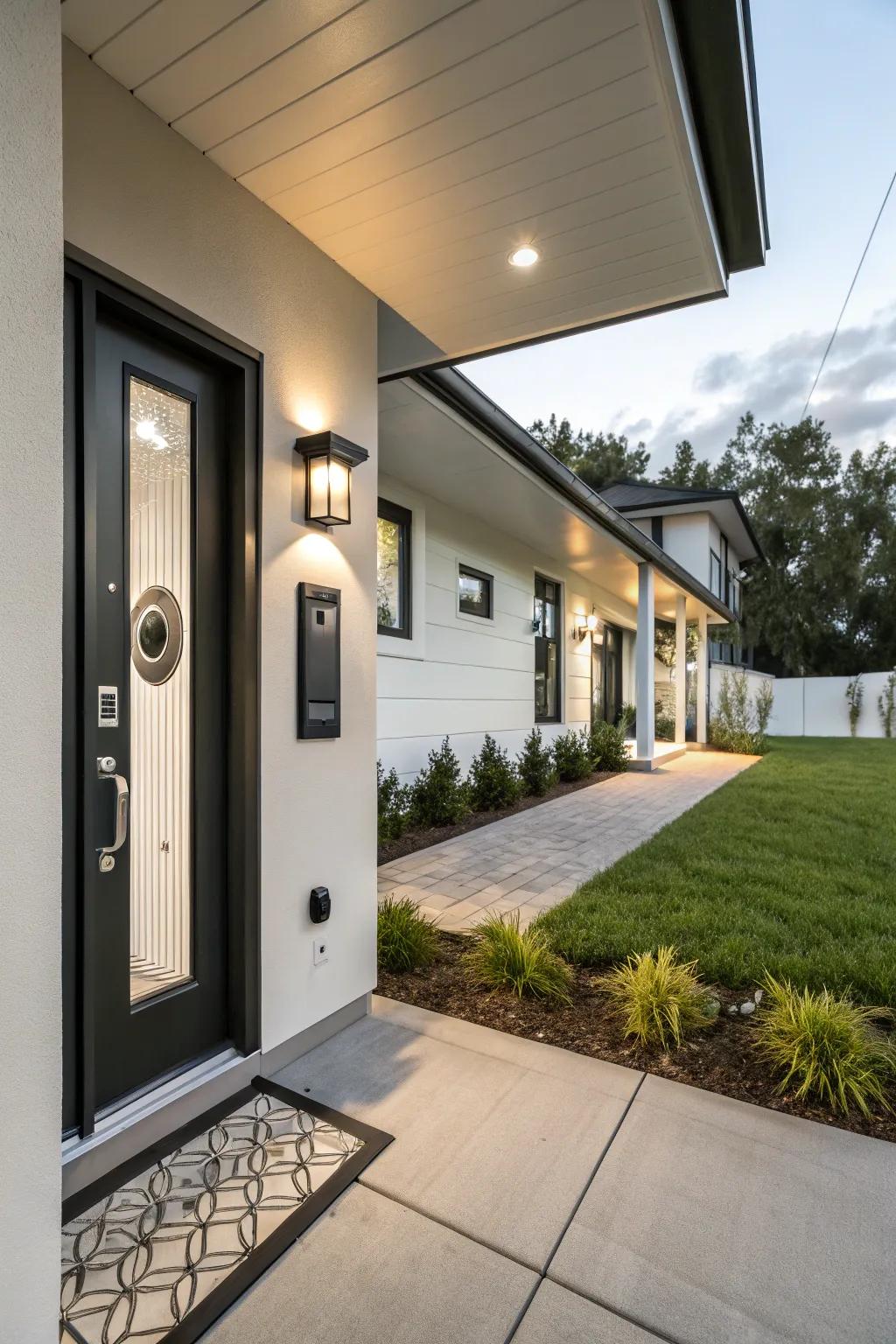 Smart technology adds convenience and modernity to a porch.