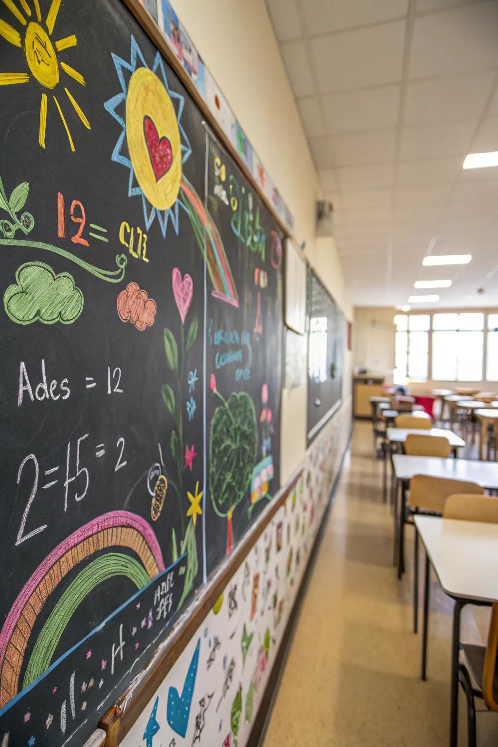 Chalkboard art adding a personal touch to the classroom
