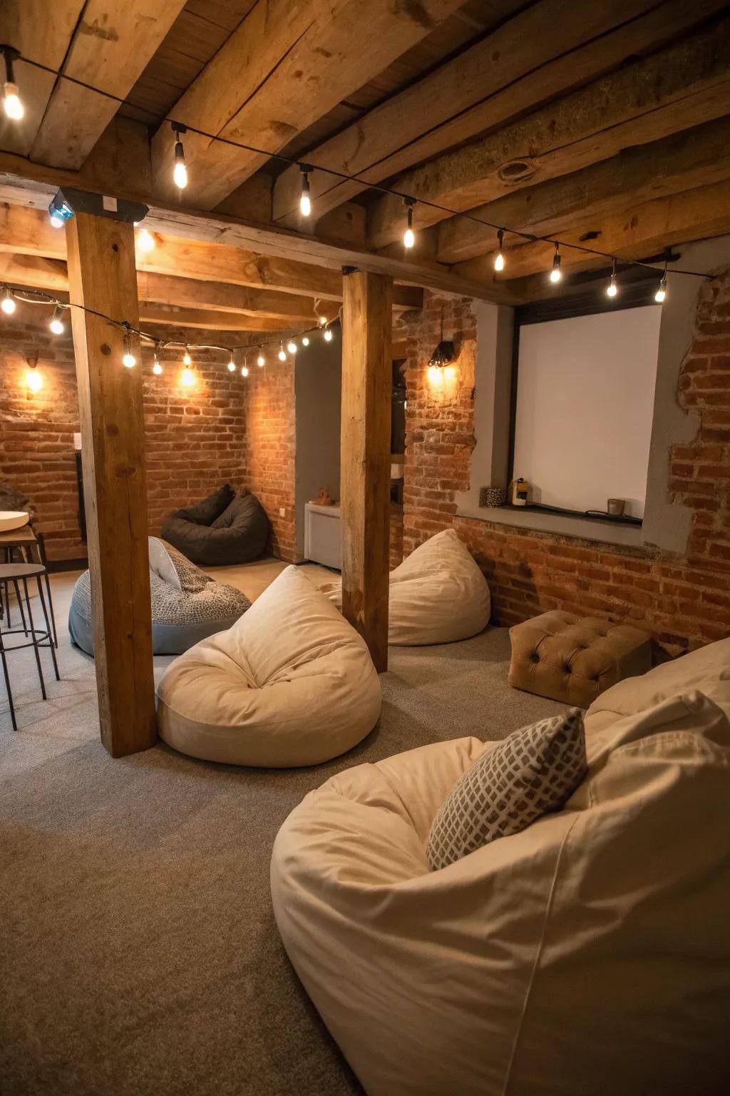 A relaxation corner invites comfort and leisure.
