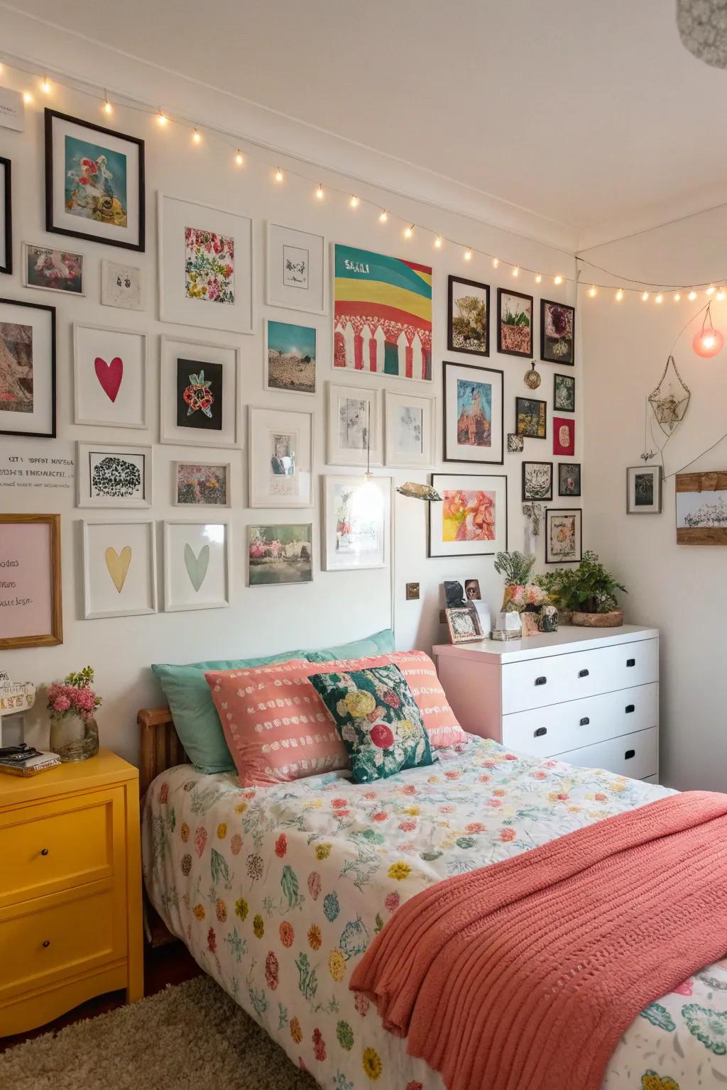 A display of cherished memories adds a personal detail and celebrates her journey.