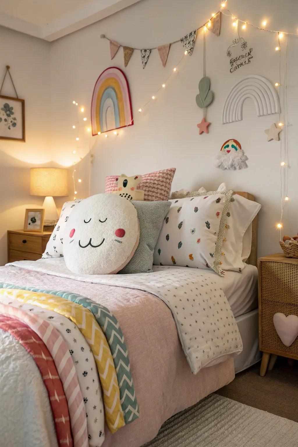 Frivolous charm is added through whimsical decor.