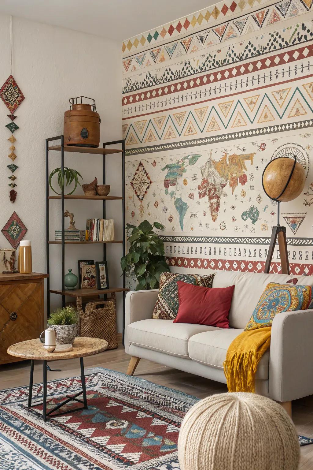 Honor global diversity through culturally inspired wallpaper patterns.