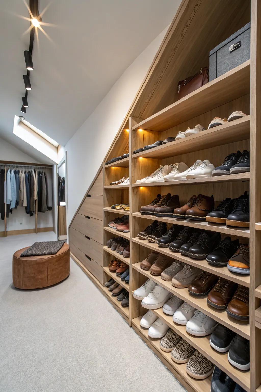 Shoe shelves keep your collection organized and accessible.