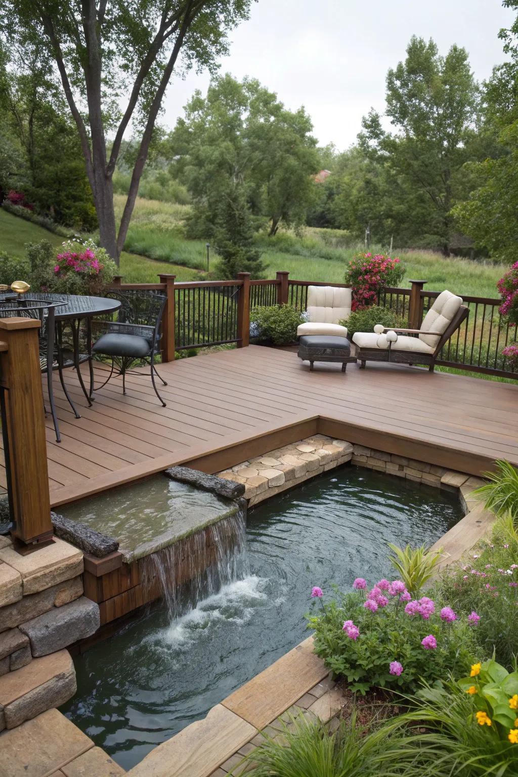Aquatic features introduce serenity and a hint of nature to your terrace.