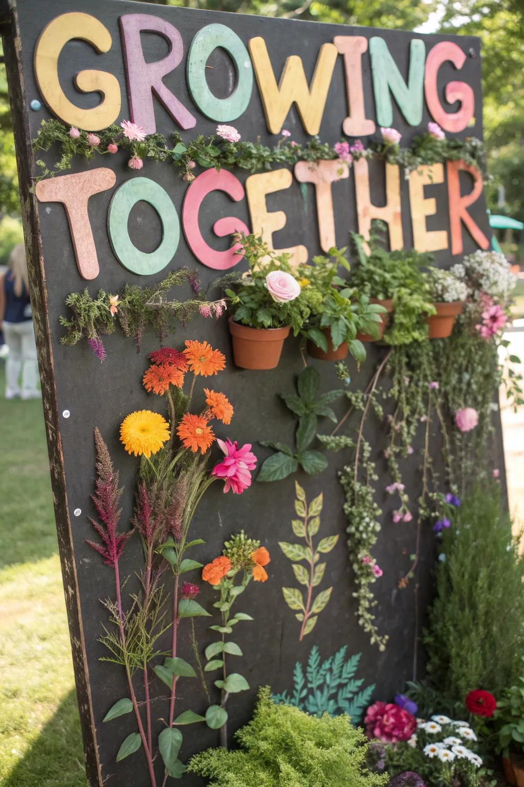 A garden-themed bulletin board to symbolize growth and teamwork.