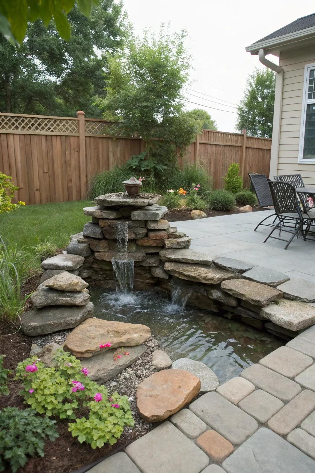 A simple DIY water feature adds tranquility.