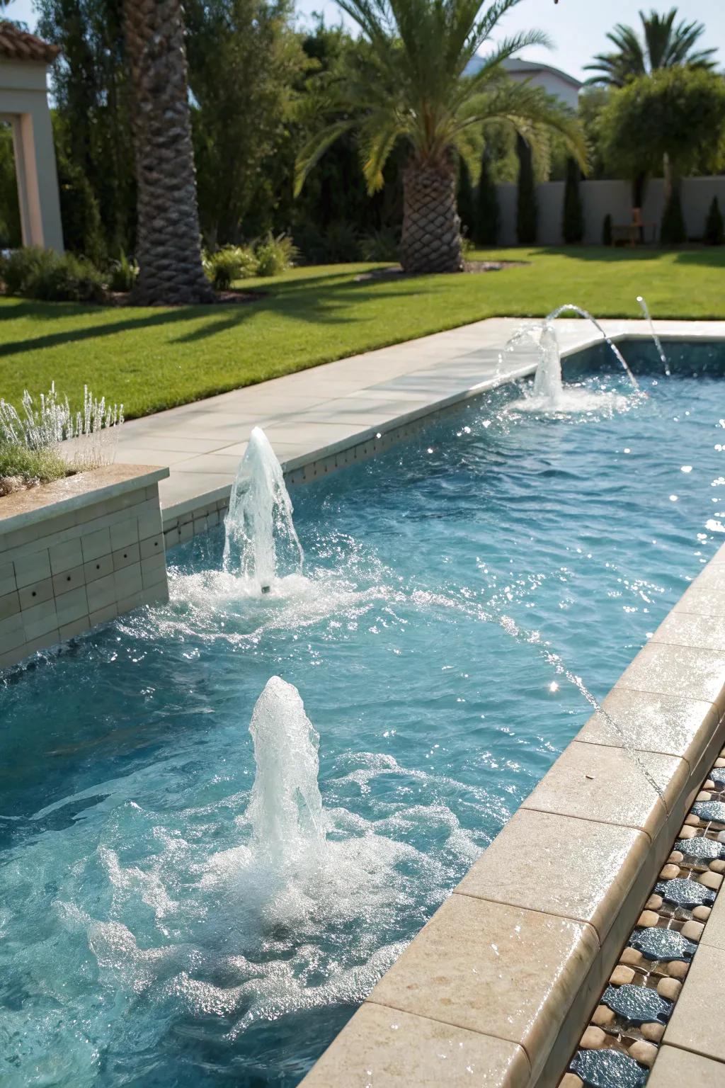 Bubbling springs infuse a playful and peaceful accent.