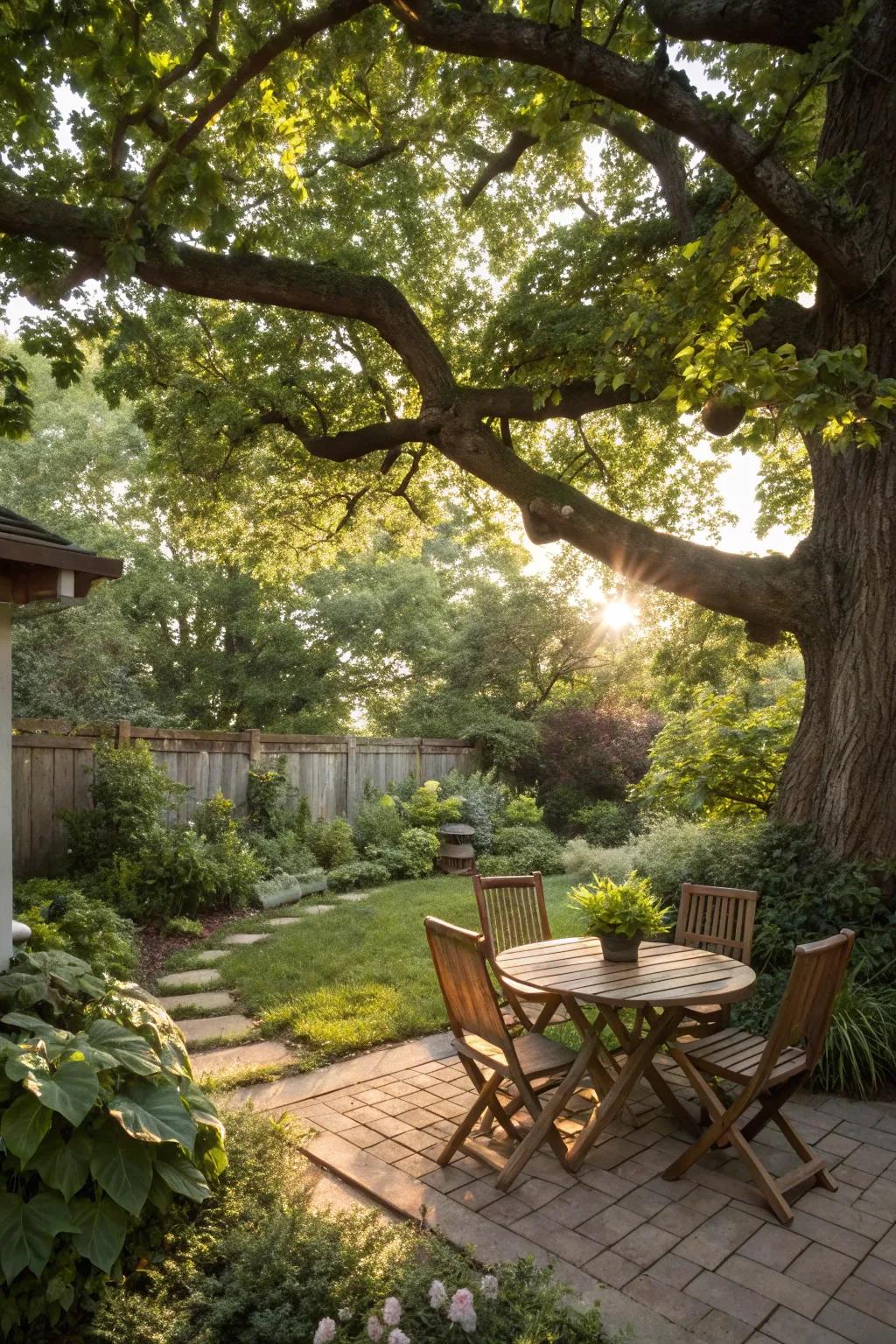 A tree canopy offers natural shade and beauty.