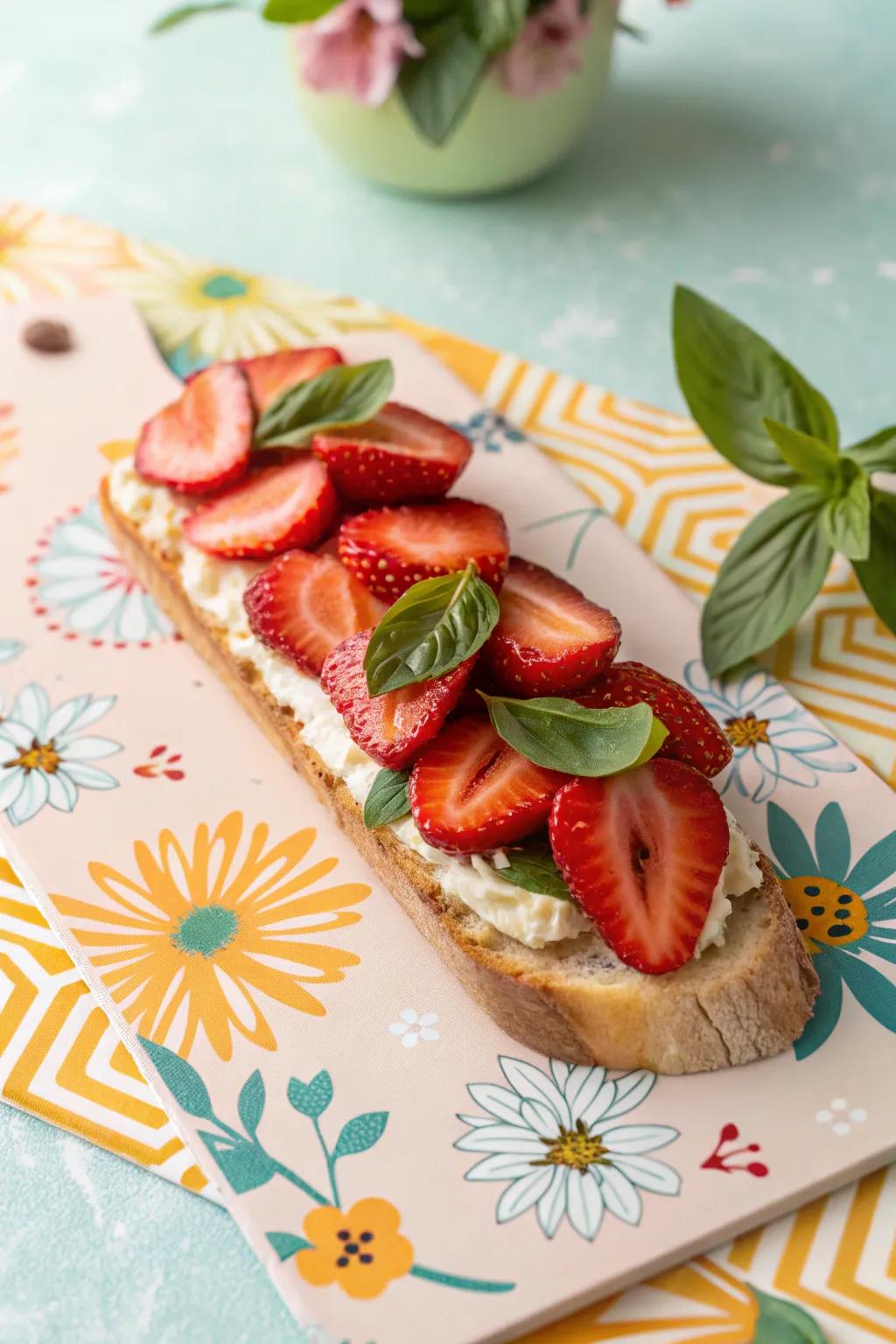Berries and basil create a refreshing baguette combination.