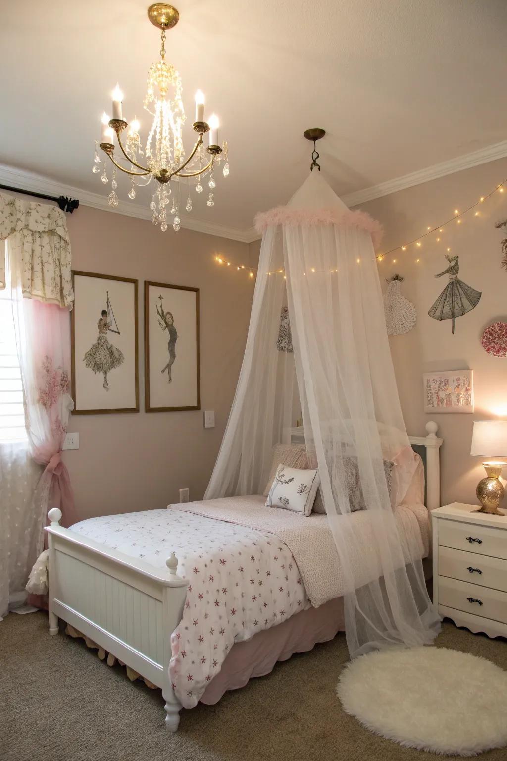 Netting adds a whimsical, tutu-like elegance.