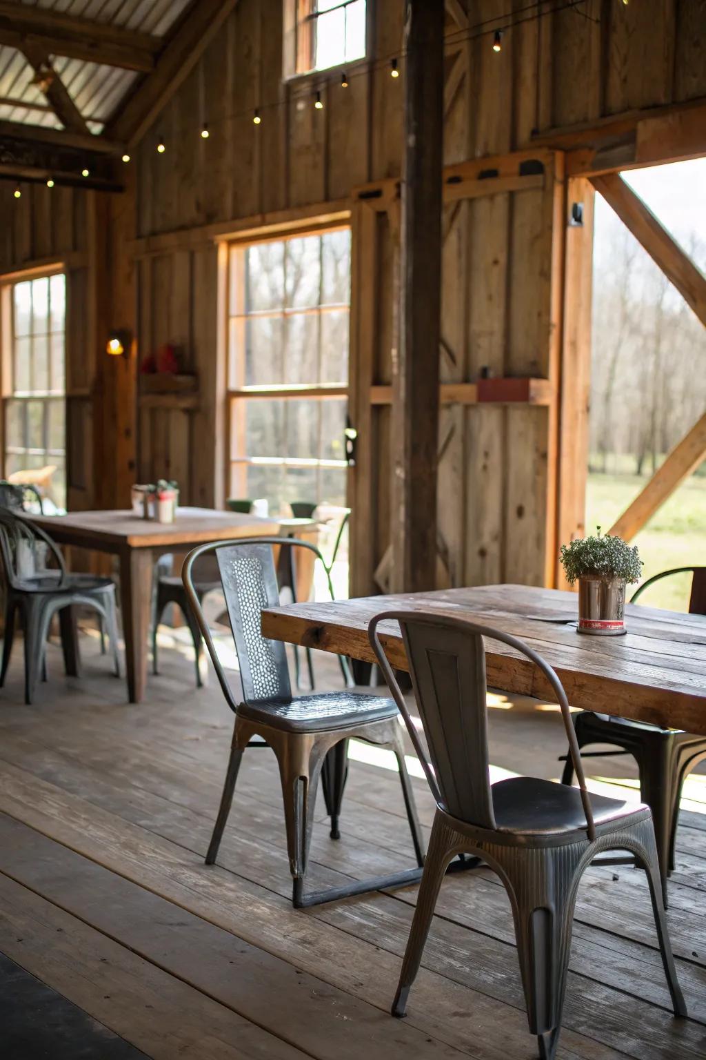 Contemporary and countryside elements create striking contrasts.