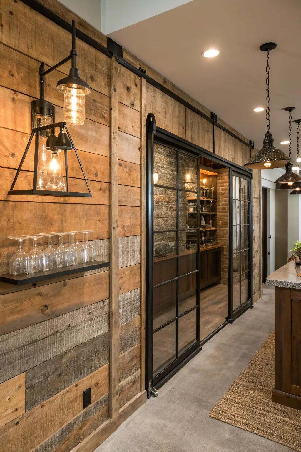 Combine wood with materials for a modern vibe.