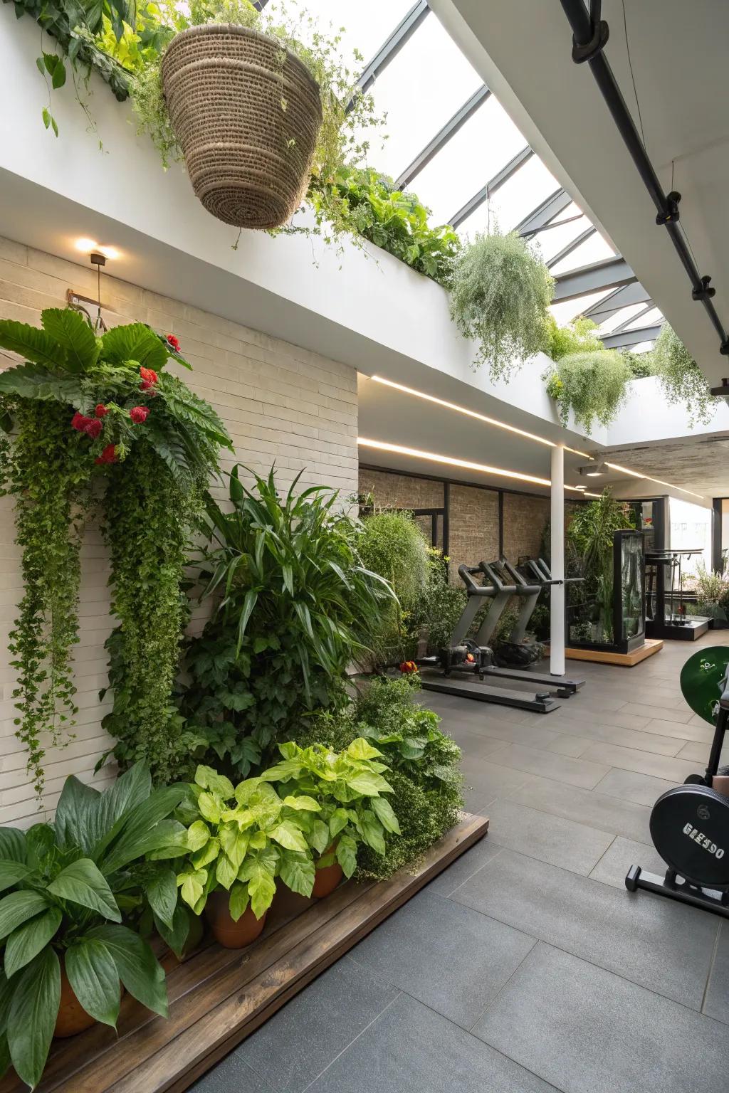 Natural components bring a calming and fresh vibe to your gym.