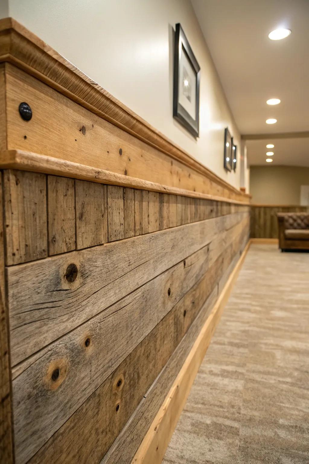 Reclaimed timber trim enriches distinct character.