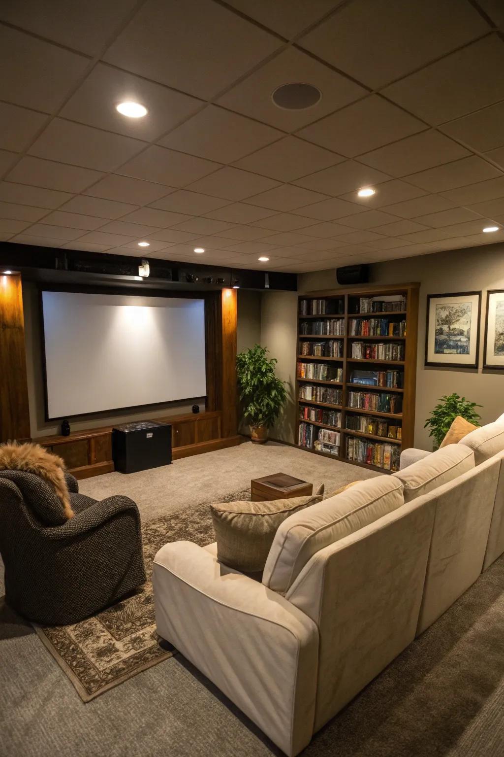 A movie screen for a home cinema experience.