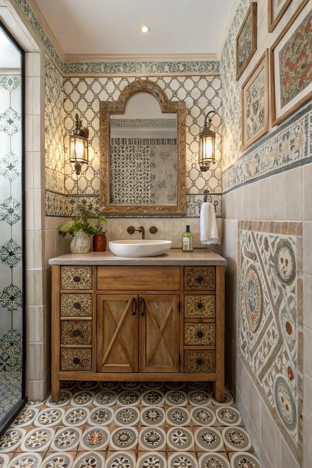 A bathroom design shining through personalized hand-made features.