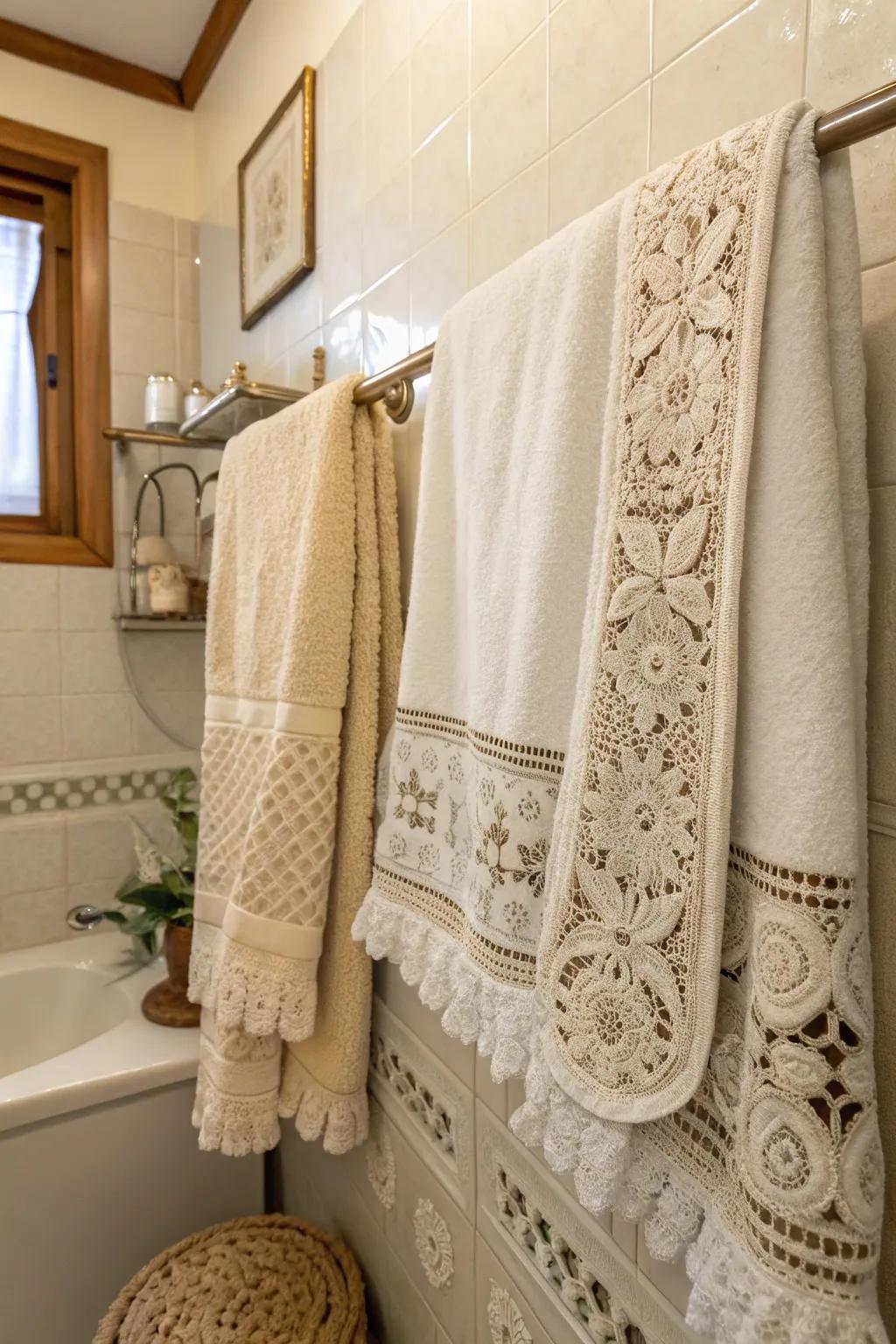 Bring timeless charm with vintage pieces in towel design.