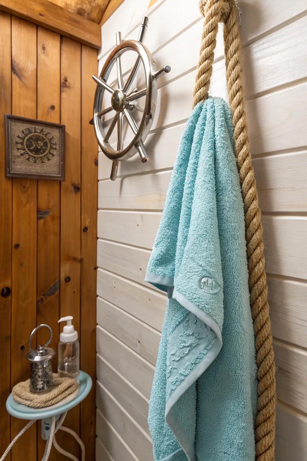 Bring coastal charm with a towel cord twist.