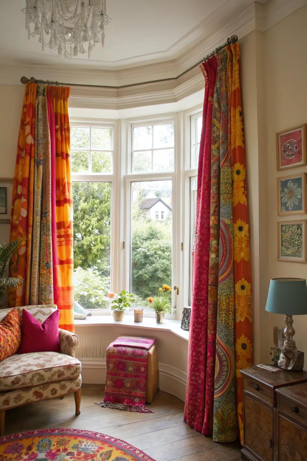 Bold colors make bay windows a focal point.