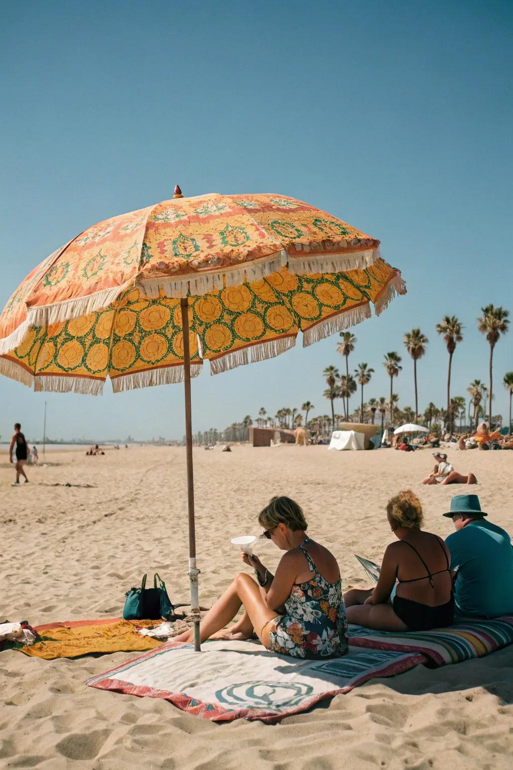 Retro parasols inject vintage allure and effective sun defense.