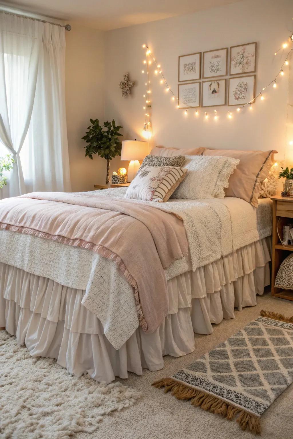 Layering contributes depth and dimension to your bed presentation.