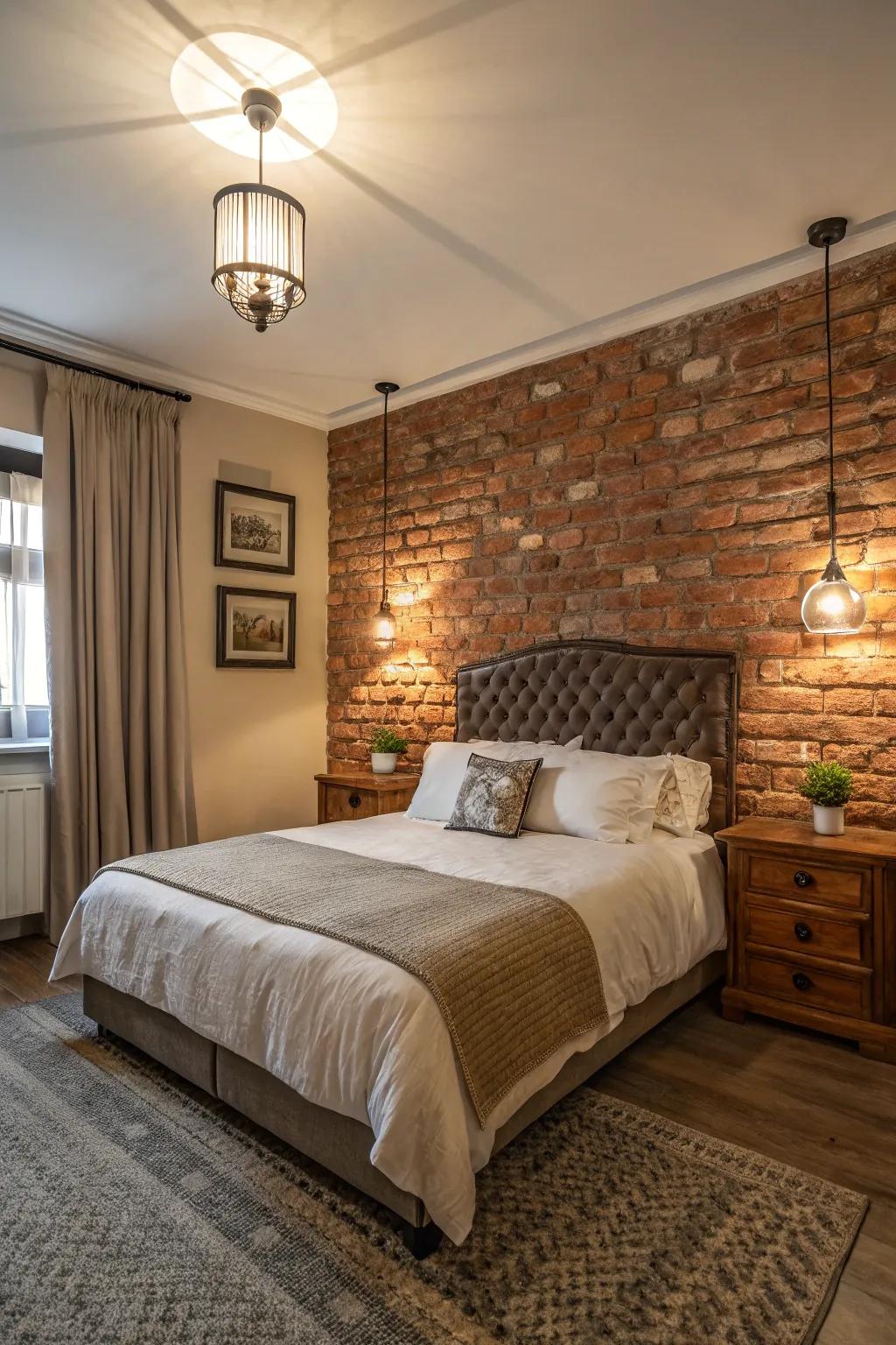 Brick walls introduce industrial charm.