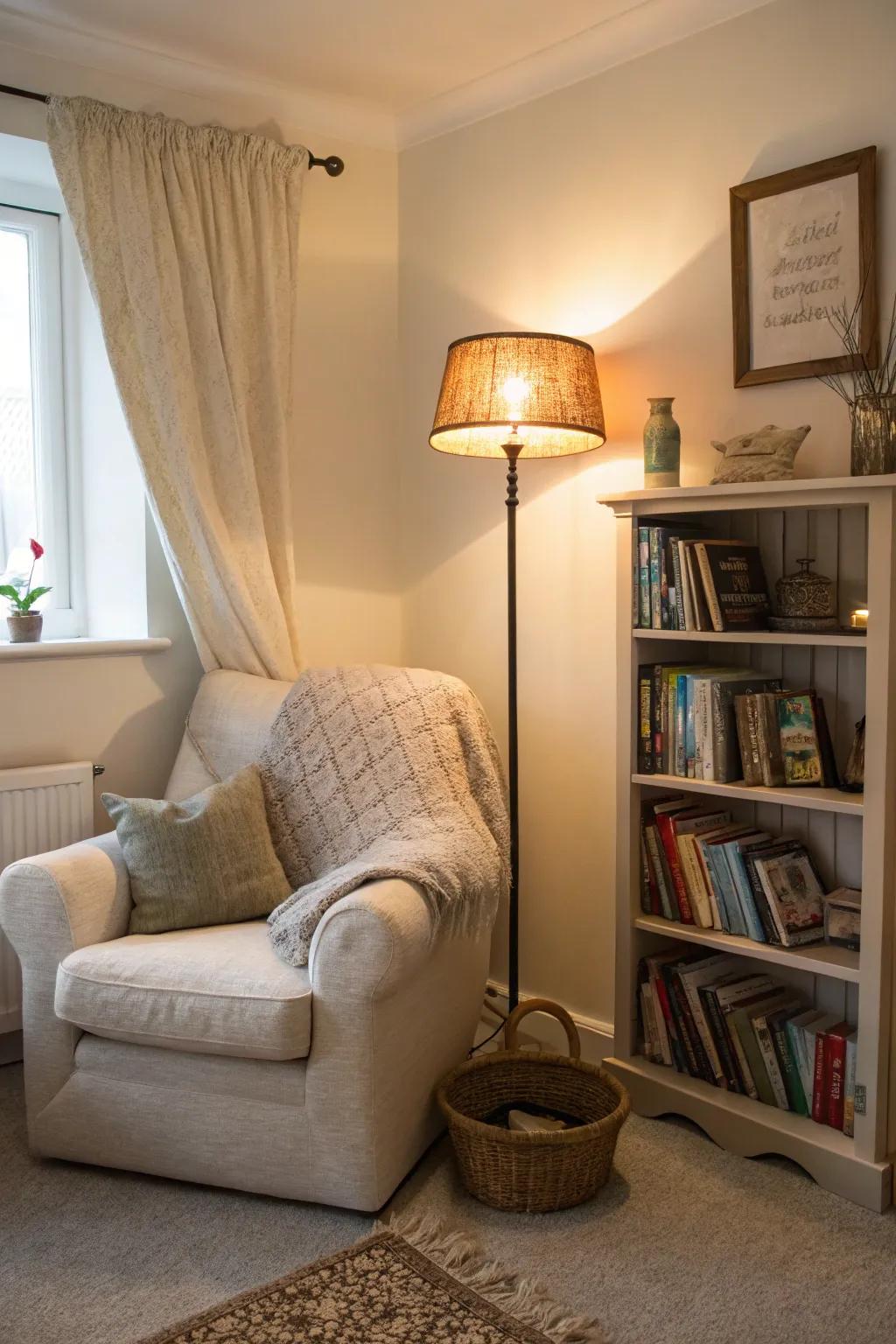 A reading spot light adds comfort.