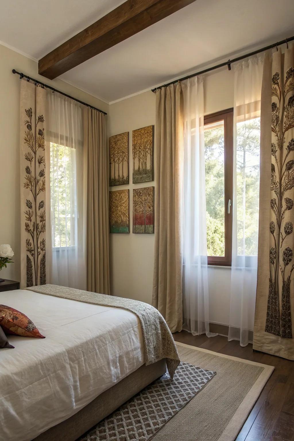 Vertical height creates the illusion of a spacious sleeping quarter.