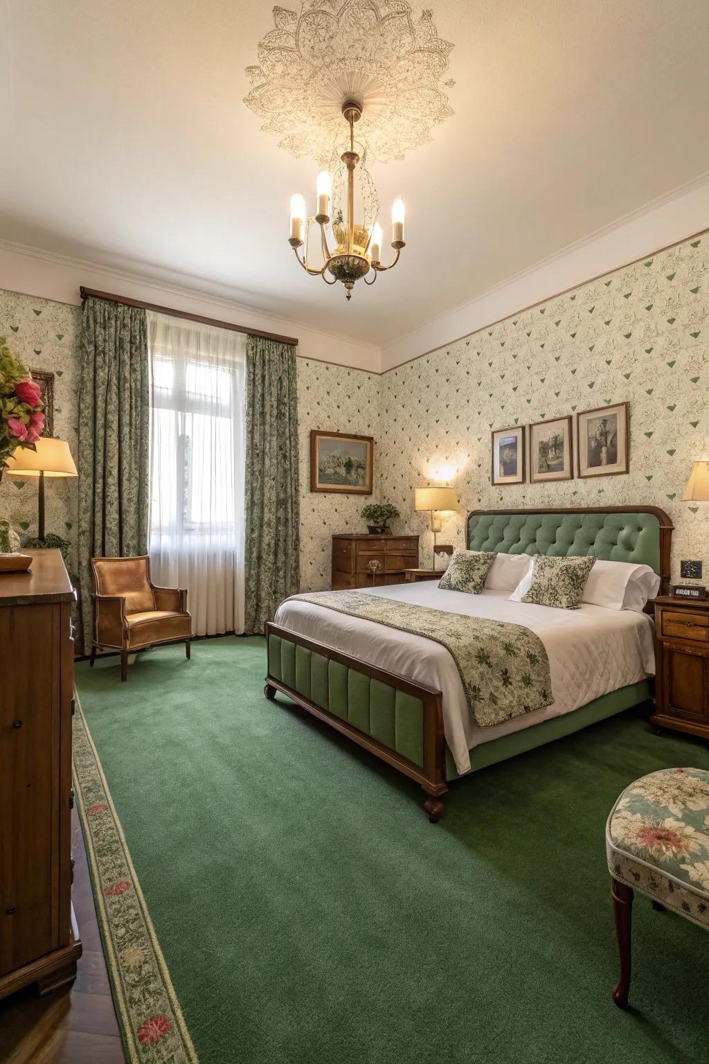 Unusual decor elements add a unique twist to the room's design.