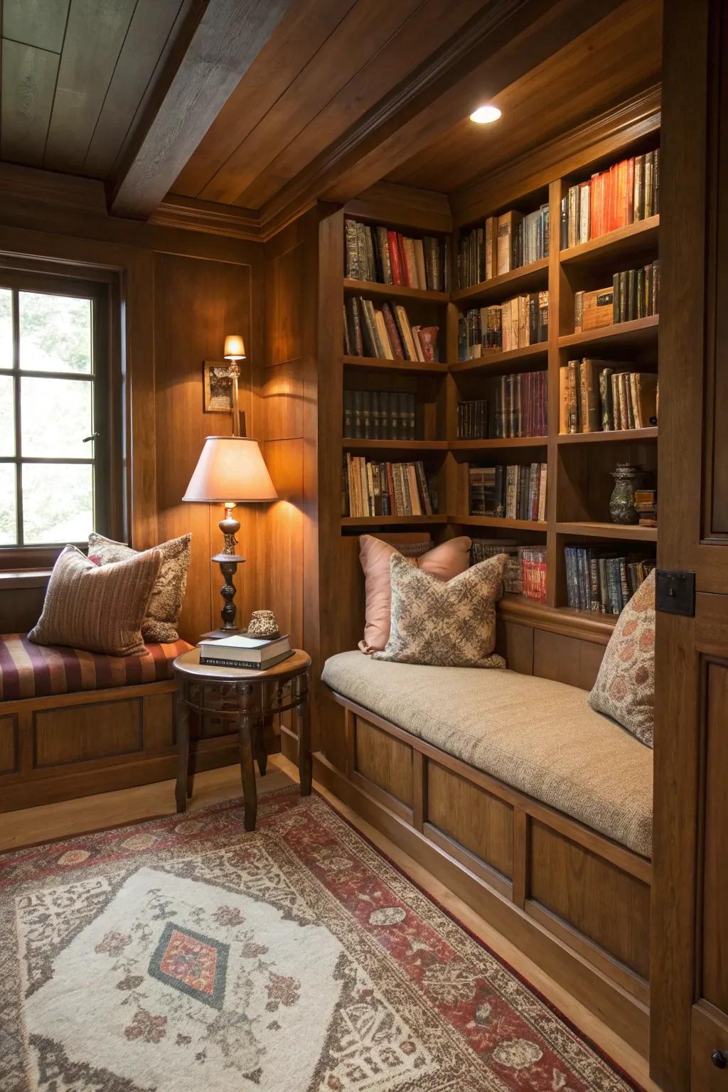A snug reading nook wrapped in cozy cocoa.