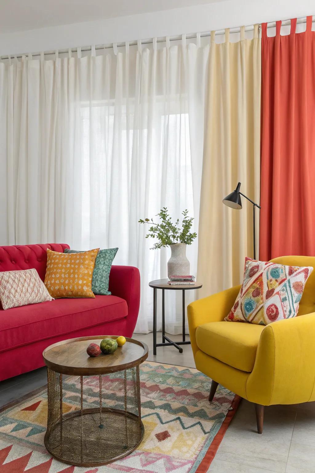 Solid window coverings provide a subtle background that enhances other design elements.